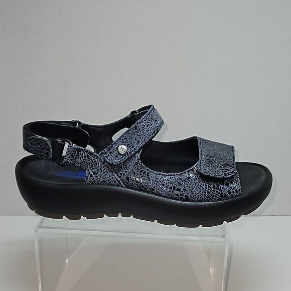 Wolky size 39 Rio Adjustable Hook & Loop Strap Slingback Sandals Blue/black - Picture 1 of 5